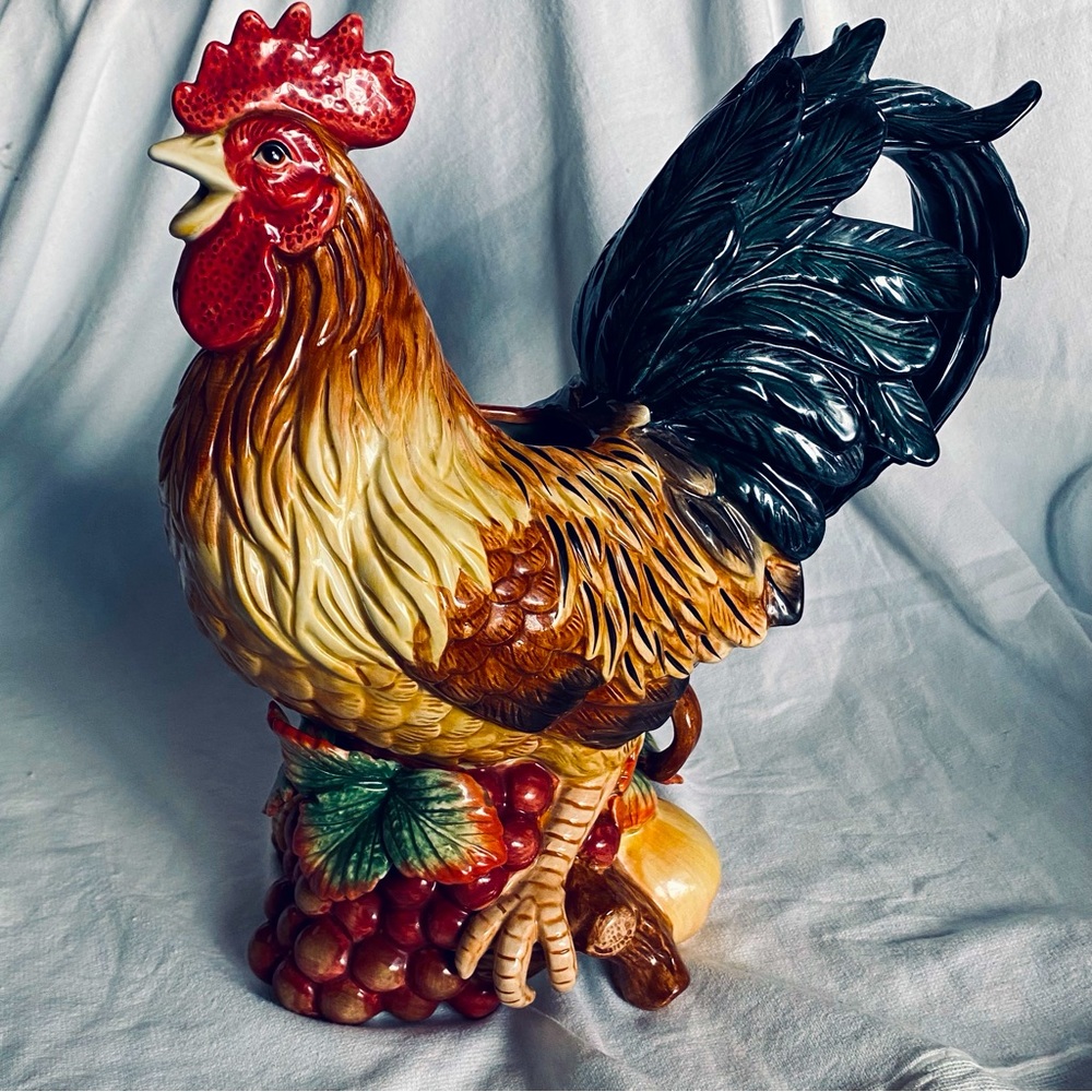 Cock-a-Doodle-Do. Colorful Rooster Teapot or Pitcher by Blue Sky Pottery